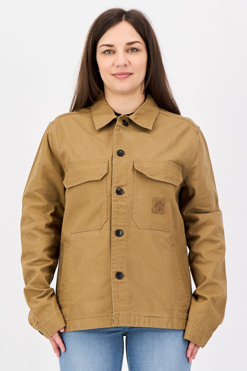 SALSA Women Solid  Long Sleeve Jacket Shirt, Brown - Image 1